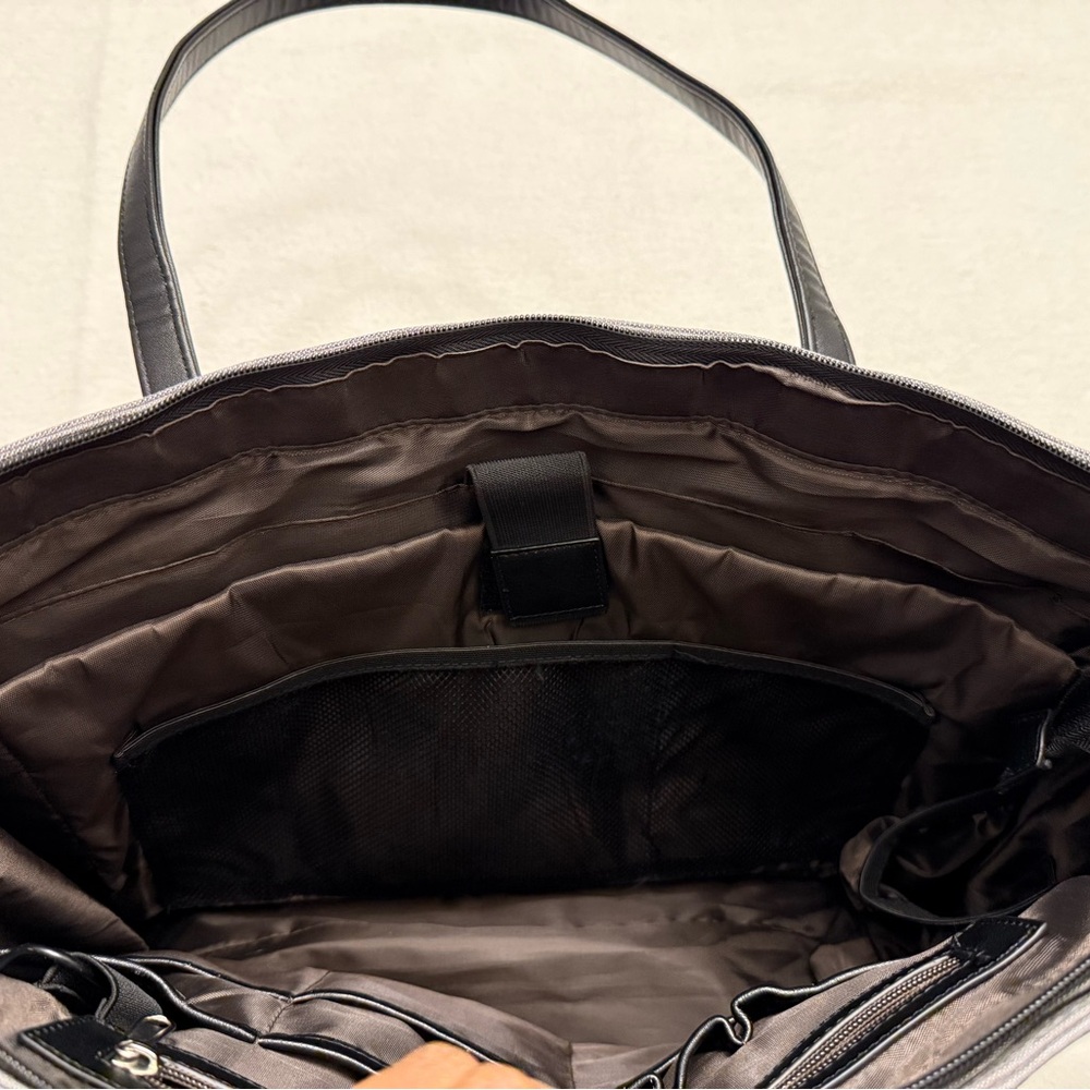 Work Laptop Tote Bag Gray Black Travel Office USB - Picture 3 of 7